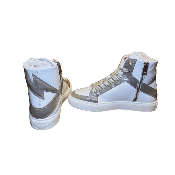 Zadig & Voltaire ZV1747 High Flash High-Top Sneakers Silver - Picture 8 of 16